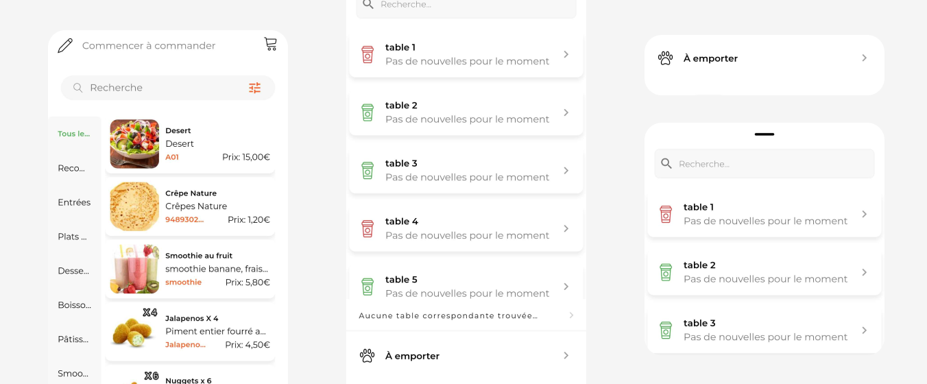 Commande à emporter ou sur place